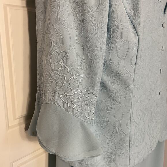 Mother/Grandmother of the Bride Blue 2pc Long Formal Gown w/Jacket 12 - Picture 5 of 10